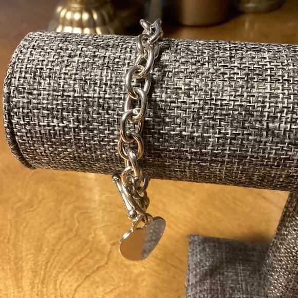 Bold Silver Tone Heart Charm Bracelet - Picture 2 of 5